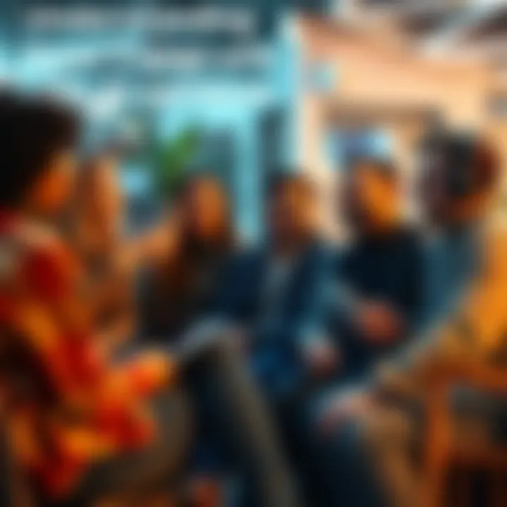 A group of friends sitting together discussing AI tools like ChatGPT, showcasing curiosity about technology in a casual setting.