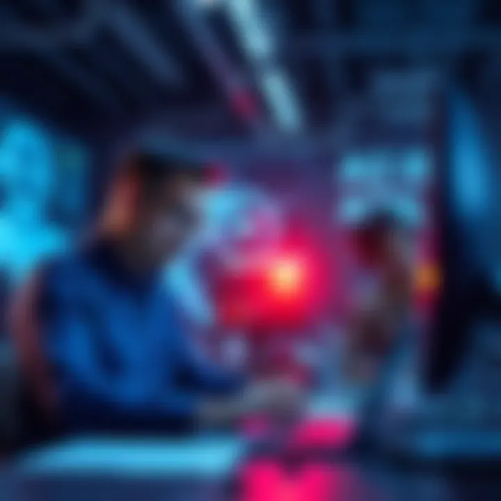 A group of people collaborating with AI technology on computers to improve work efficiency