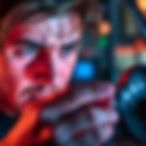 A close-up of a frustrated person looking at a device screen showing a loading symbol, representing concerns over Instant Mode's speed.