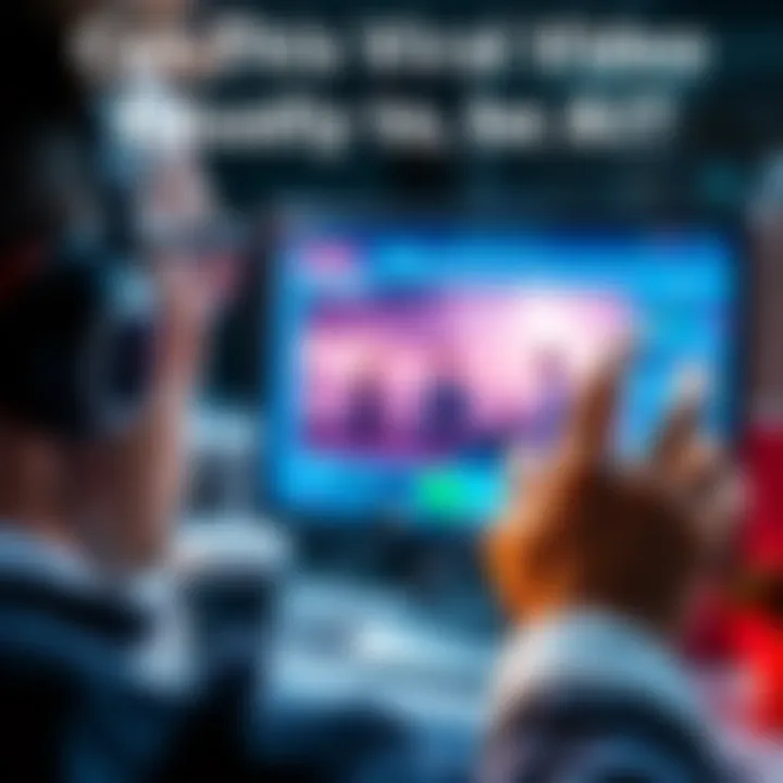 A person looking at a computer screen with a viral video, appearing thoughtful and engaged while examining signs of AI generation.