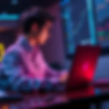 A person sitting at a desk, interacting with a chatbot on their laptop for honest feedback on ideas