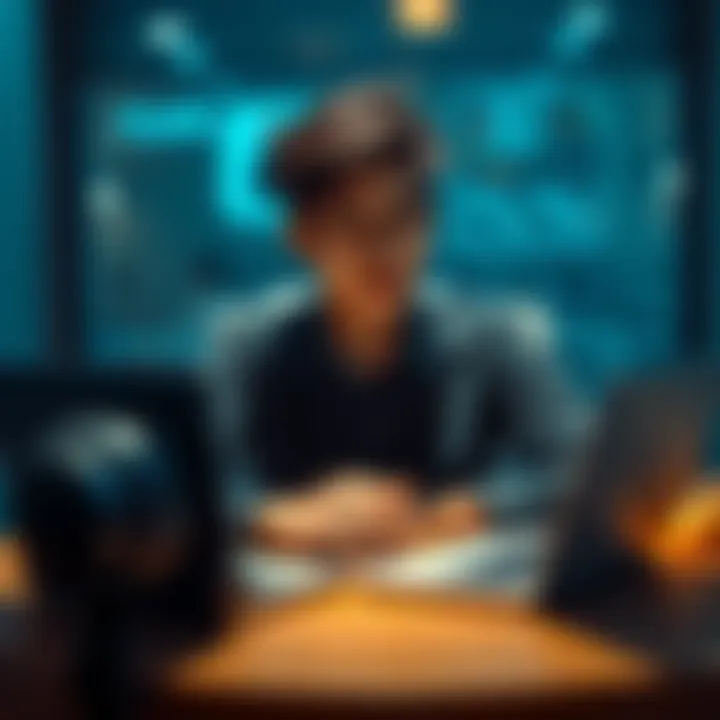 A person sitting at a desk, typing on a laptop with a thoughtful expression, representing a conversation with AI about personal feelings.