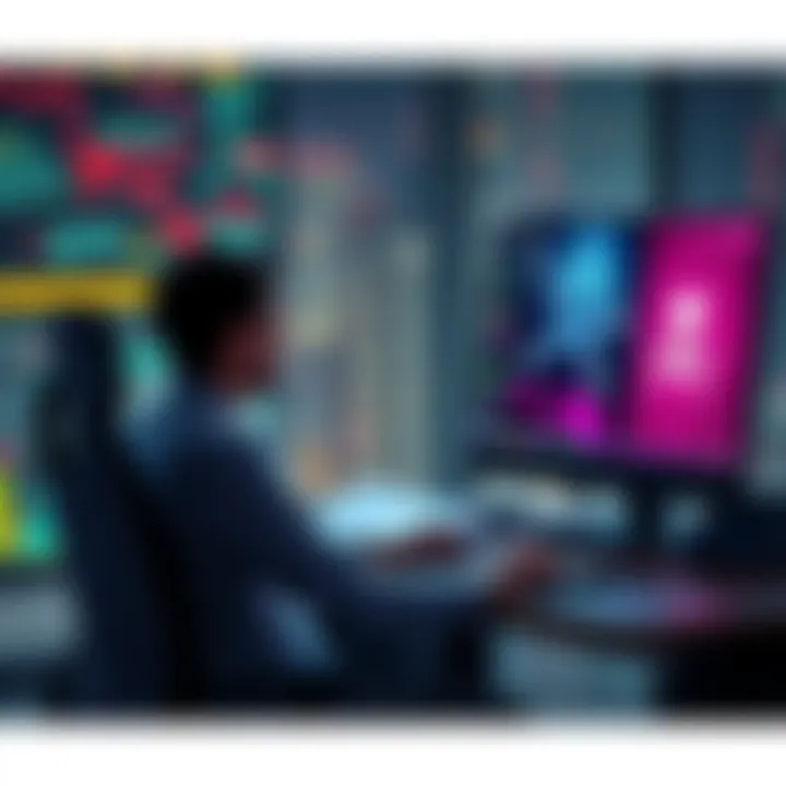 A person sitting at a computer with two screens, one showing AI graphics and the other displaying piracy-related content, looking conflicted.