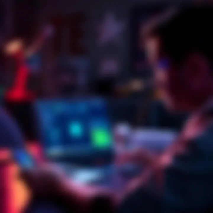 A person reviewing Godot software on a laptop for game development