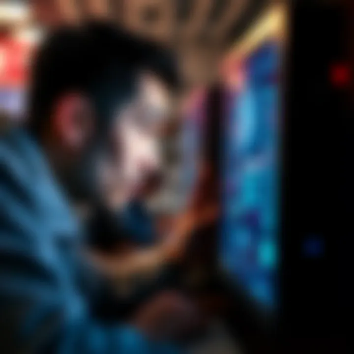 Person examining a computer screen A person looking closely at a computer screen showing unusual behavior