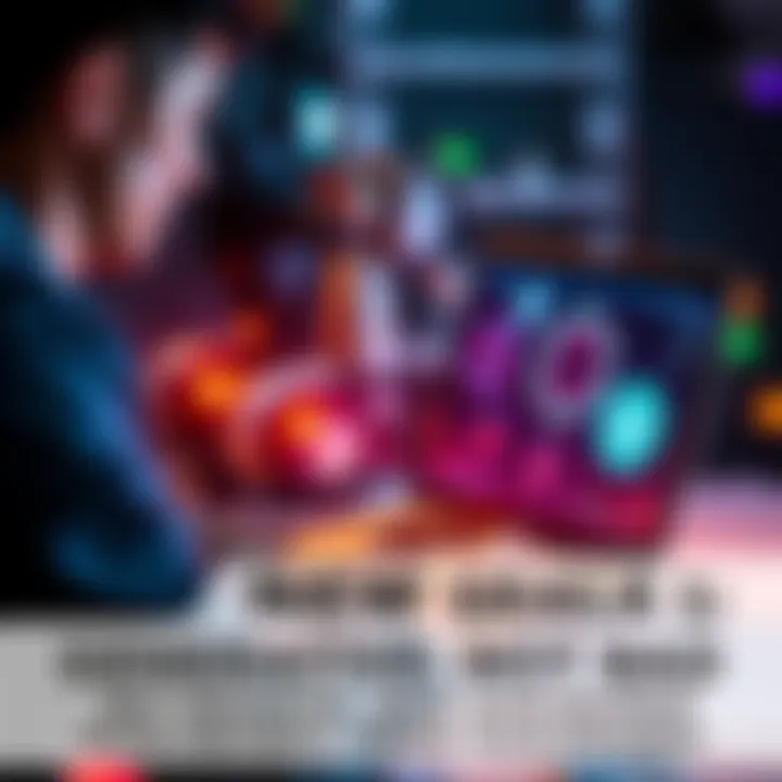 A person using a laptop, showcasing generative AI applications on the screen, with thoughtful expressions about technology's impact