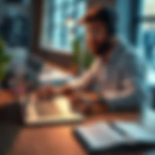 A frontend developer studying AI and ML concepts on a laptop with coding books and a notebook on the table