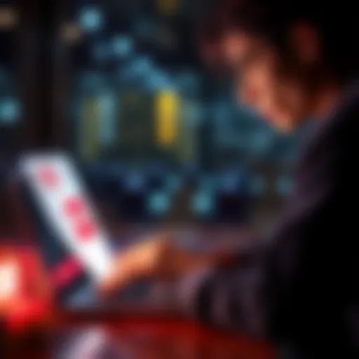 A person examines a PDF document on a laptop, concerned about personal information safety