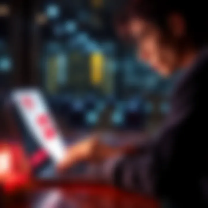 A person examines a PDF document on a laptop, concerned about personal information safety