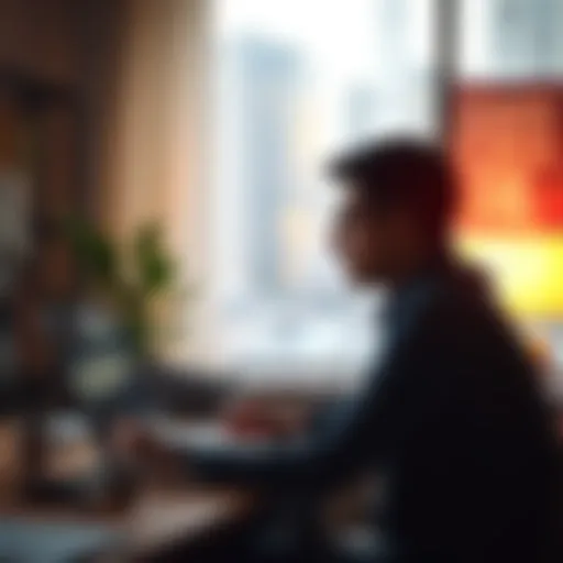A person sitting at a desk, looking thoughtfully at their laptop while considering online comments, reflecting on authenticity and opinions.