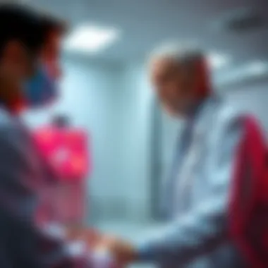 Person receiving medical care A worried person talking to a doctor in an emergency room about symptoms of a possible blood clot