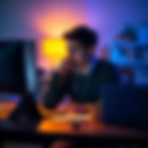 A person sitting at a desk, looking thoughtful and overwhelmed after launching four SaaS products, symbolizing emotional challenges in tech development.
