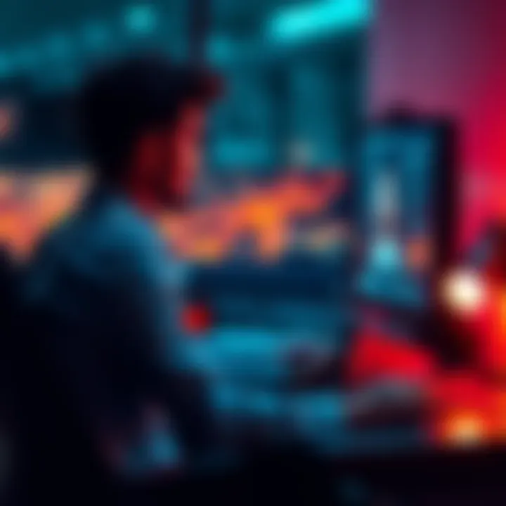 Individual sitting at a desk, looking at a computer screen while preparing to resubmit a face scan after an error due to poor lighting.