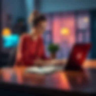 Person seeking tutorial help A person sitting at a desk with a laptop, looking for tutorial resources online, with a notepad and pen nearby.