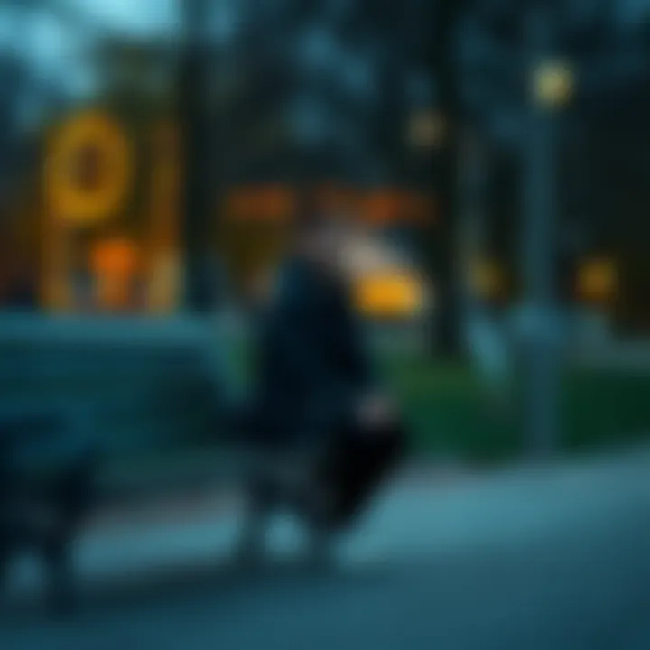 A person with a worried expression sitting alone on a bench in a park, reflecting on their feelings of despair and loneliness.