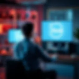 A person sitting at a desk looking at a computer screen with Claude's logo, weighing their options