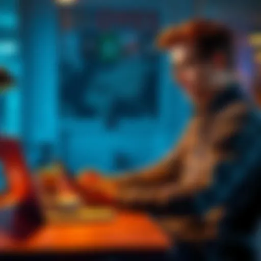 Individual sitting at a desk, testing multiple apps on a smartphone with a laptop open beside them, looking frustrated