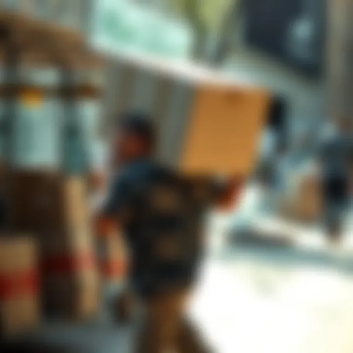 A person struggling to carry a large box on their back, showing the strain on their body and face, symbolizing the impact of heavy loads in daily life.