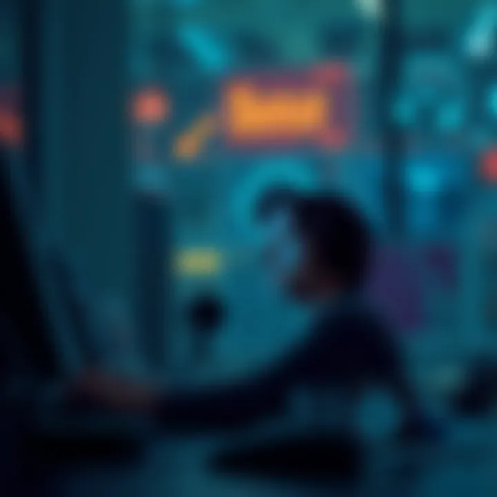 A person sitting at a desk, staring at a computer screen, appearing puzzled about bot moderation issues.
