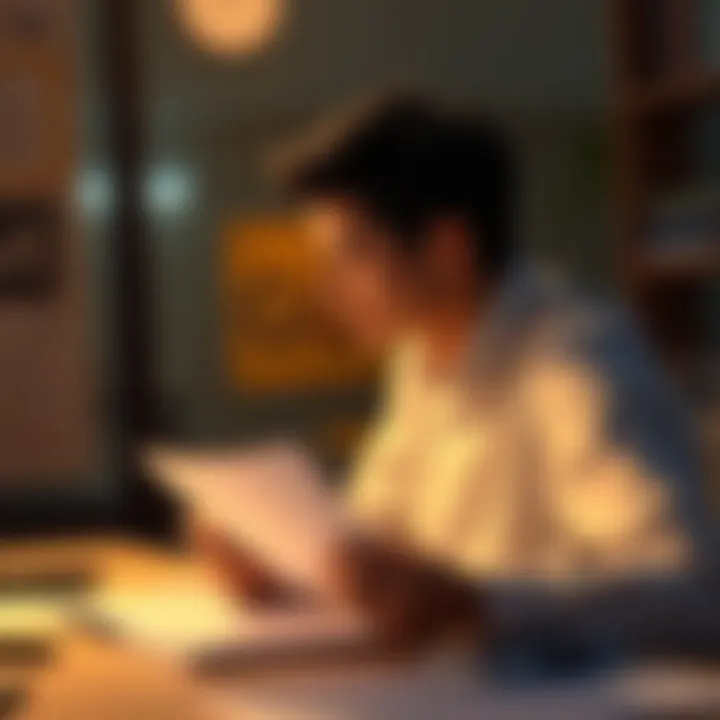 A person sitting at a desk looking at a blank notebook, illustrating the freedom and pressure of no deadlines.
