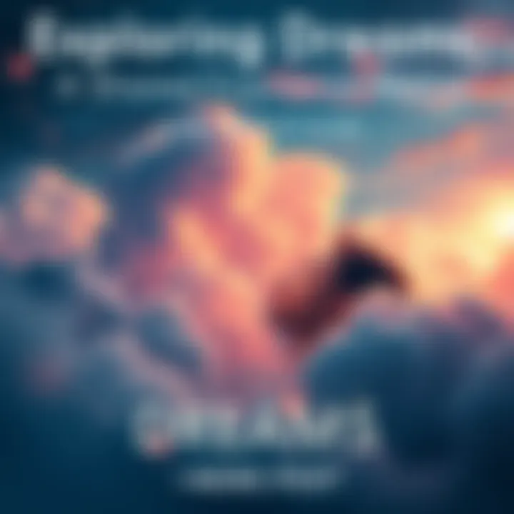 A person sleeping peacefully surrounded by colorful clouds and dream-like imagery