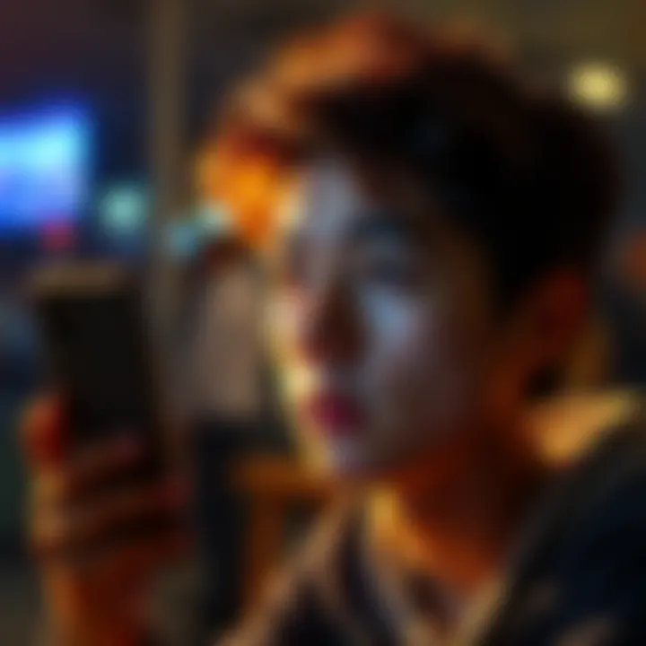 A person looking at their phone with confusion, showing a blank face orientation in an app