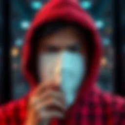 A person holding a mask in front of their face, symbolizing the act of lying and dishonesty in society.