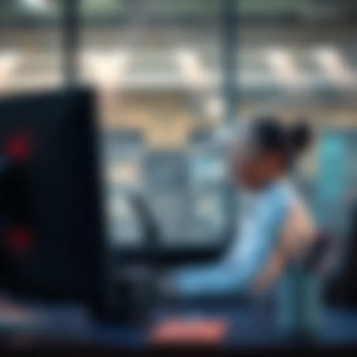 A person sitting at a desk, using a computer to engage with an AI model, smiling and looking focused on the screen.