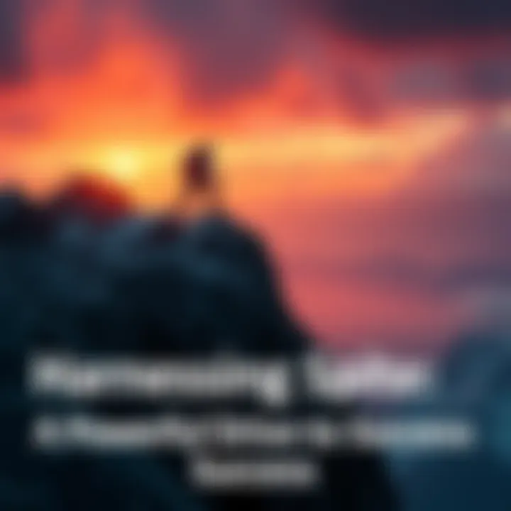 A determined individual climbing a steep mountain, symbolizing the drive to succeed against obstacles fueled by spite.