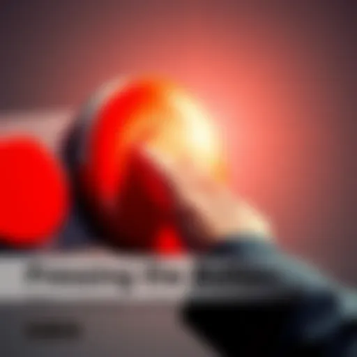 Person pressing a button A person confidently pressing a large red button, symbolizing quick decision-making