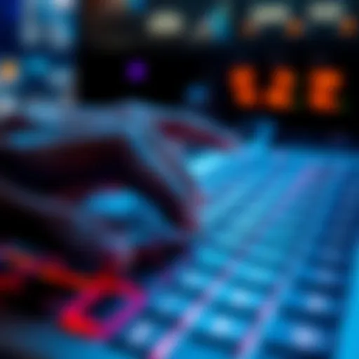 Close-up of hands accidentally hitting Windows key on keyboard instead of Alt key