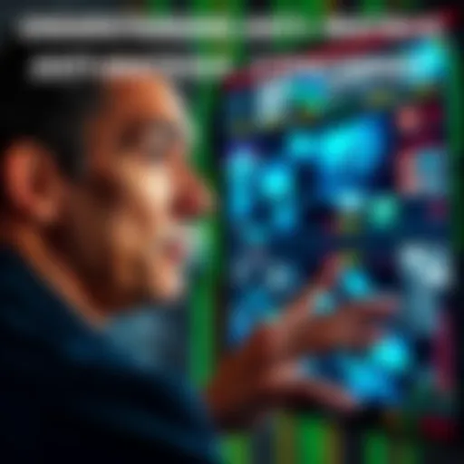 A person with a puzzled expression looking at a digital screen showing distorted images, symbolizing doubts about the established narrative.