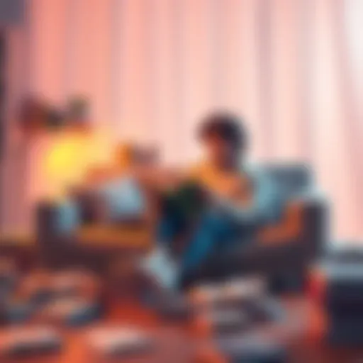 A person sits comfortably on a couch, deeply engaged in reading a book surrounded by warm lighting and scattered books, showcasing the charm of reading in 2025