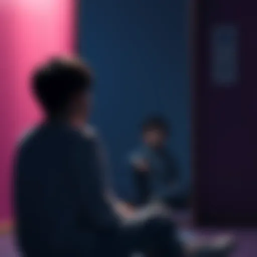 A person sitting alone, looking thoughtfully at their reflection in a mirror, symbolizing the connection between AI and unresolved childhood trauma.