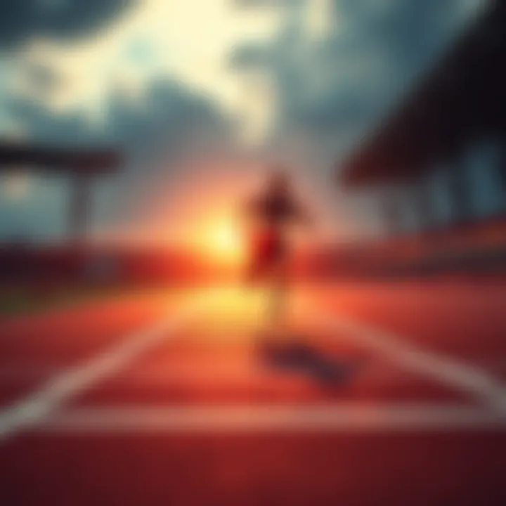 Person running towards the finish line A determined person sprinting towards a finish line, symbolizing perseverance and success