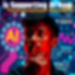 A person with a thoughtful expression reflecting on the debate surrounding AI and racism, with a digital interface showing AI elements in the background.