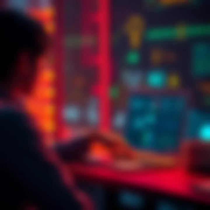 A person sitting at a desk, looking at a laptop screen showing AI-related graphics, pondering the impact of AI on intelligence.