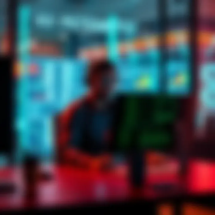 A person sitting at a desk, engaged with a computer, utilizing AI tools to enhance work productivity.