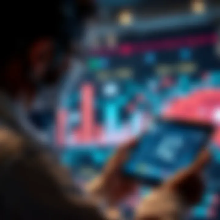 A person engages with a tablet displaying AI graphics, reflecting on how technology shapes beliefs and values in society.