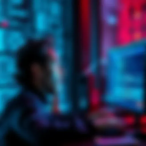 A person looks amazed while using a computer with AI code displayed on the screen