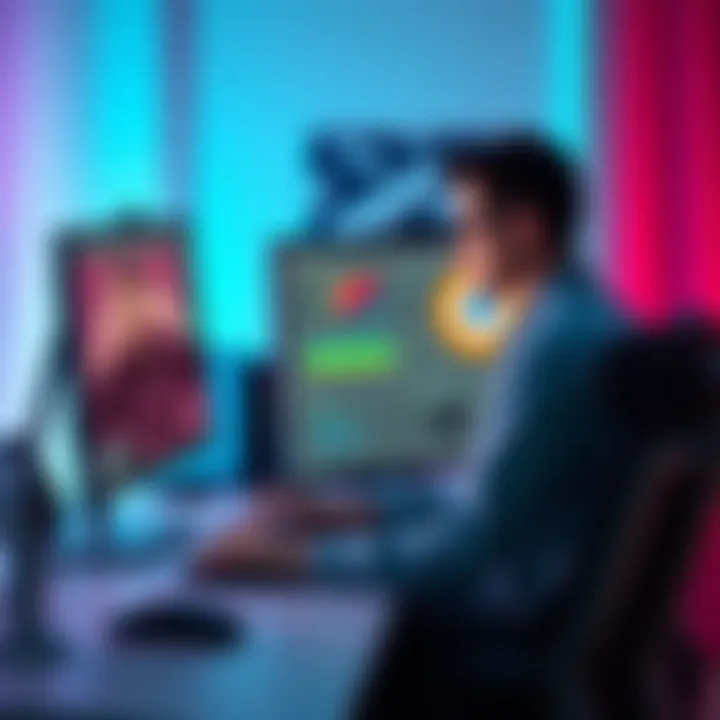 A person sitting at a desk with Blender software open on their computer, looking focused and slightly overwhelmed.