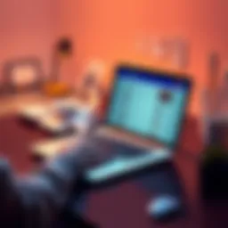 A person sits at a desk typing on a laptop with ChatGPT interface on the screen, surrounded by notes and meal plans, illustrating daily task management