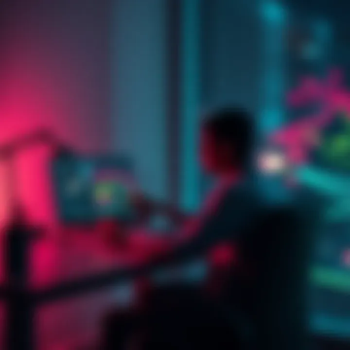 A person sitting at a desk, engaged with a laptop displaying GPT technology interface, illustrating communication and creativity.