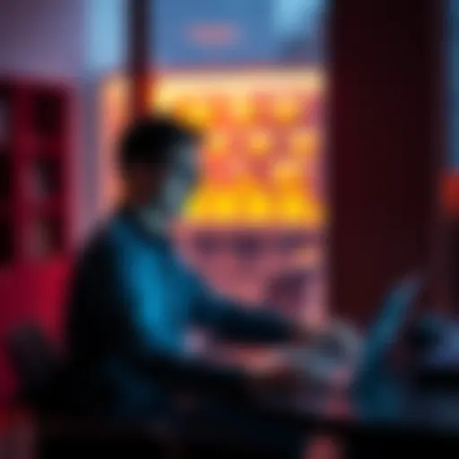 A person sitting at a desk, focused on a laptop, illustrating the shift from traditional search engines to AI for problem-solving