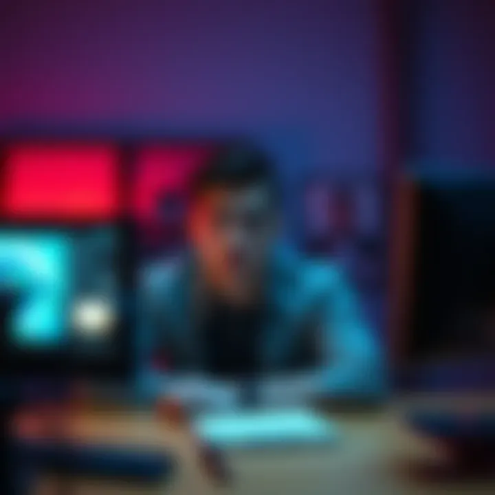 A person sitting in front of a computer looking frustrated while watching a tutorial video