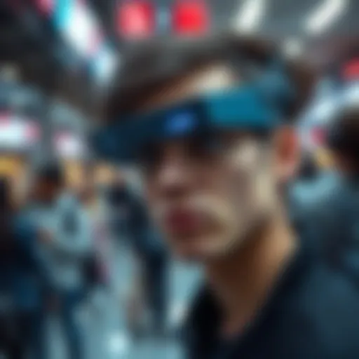 A person wearing Meta Glasses in a public space, with a concerned expression about being filmed.