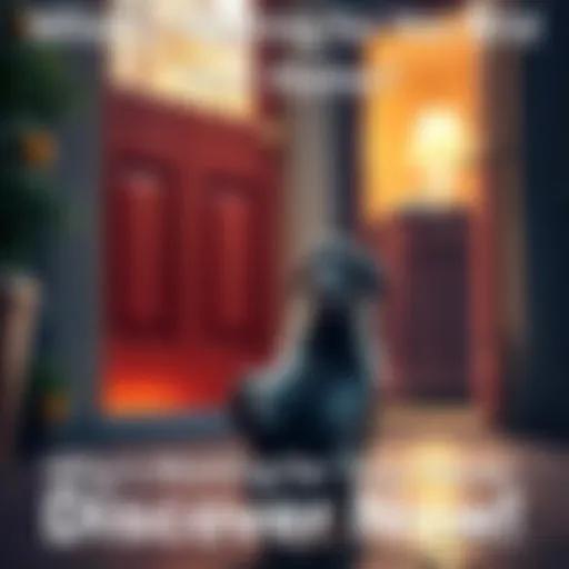 A loyal dog waiting by the front door, looking hopeful for its owner to return home.