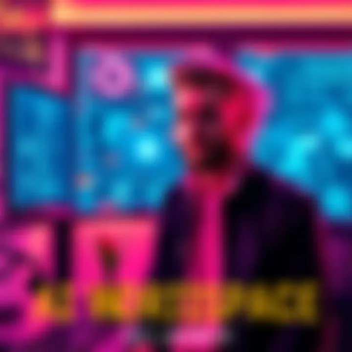 PewDiePie standing next to a computer displaying a local AI workspace interface