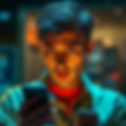 A person looking at their phone with a concerned expression, worried about privacy and security of their messages.