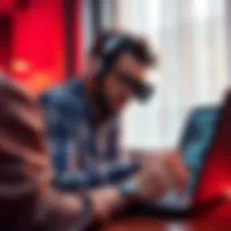 A photographer looks at brand images on a laptop, considering legal implications and licensing rights without a written agreement.